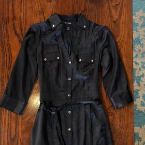 White House black market silk long sleeve dress